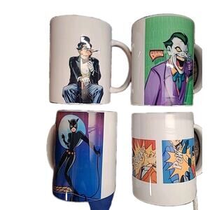 DC Batman Coffee Mug 12 Oz Set Of 4 Batman, 1966, Joker, Catwoman Made By Cricut